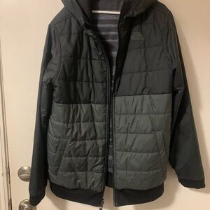 The North Face kids large black and grey reversible Puffer Jacket